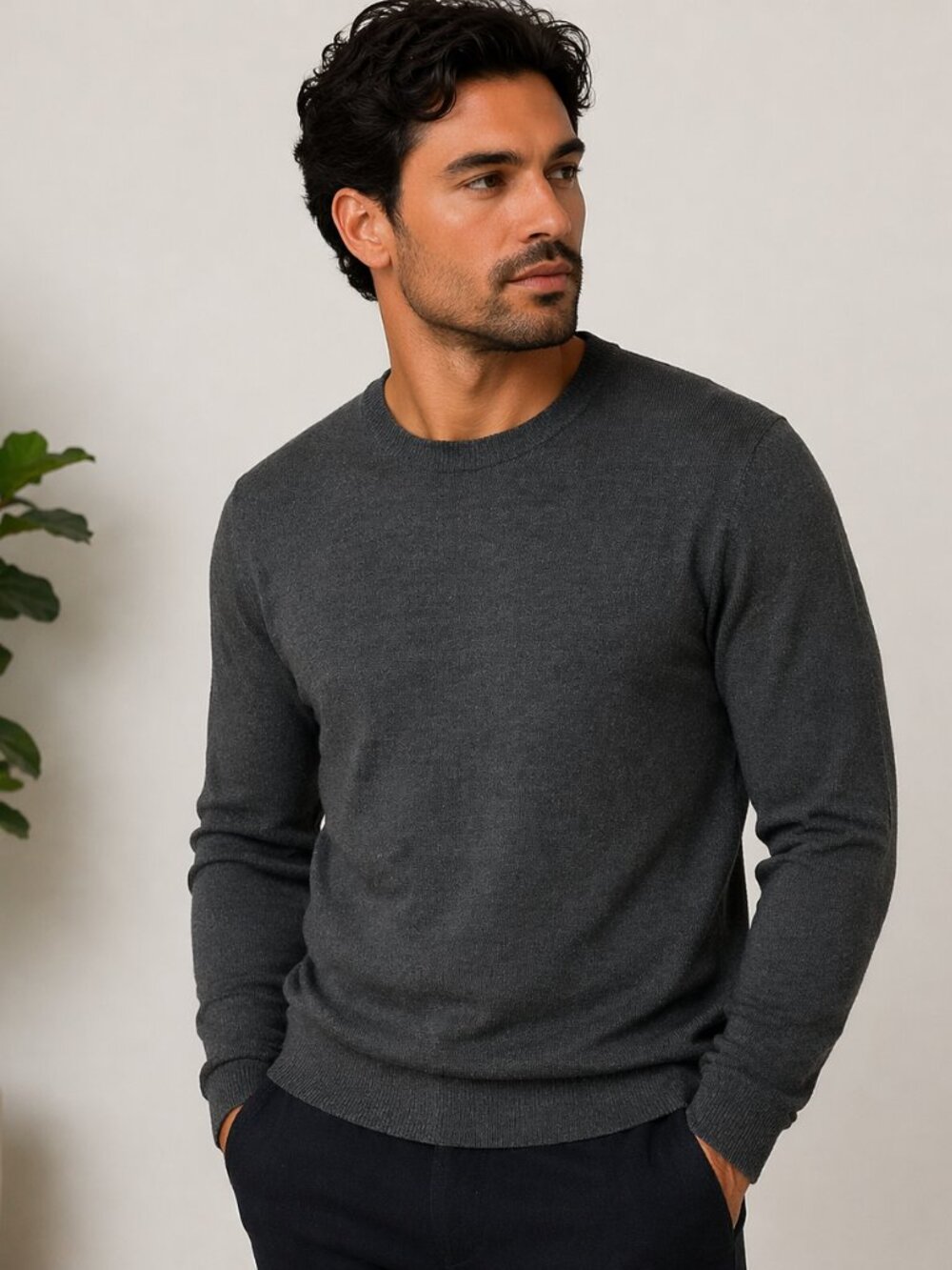 J.Crew Gray Merino Wool Crewneck Sweater Mens Classic Lightweight Knit Pullover